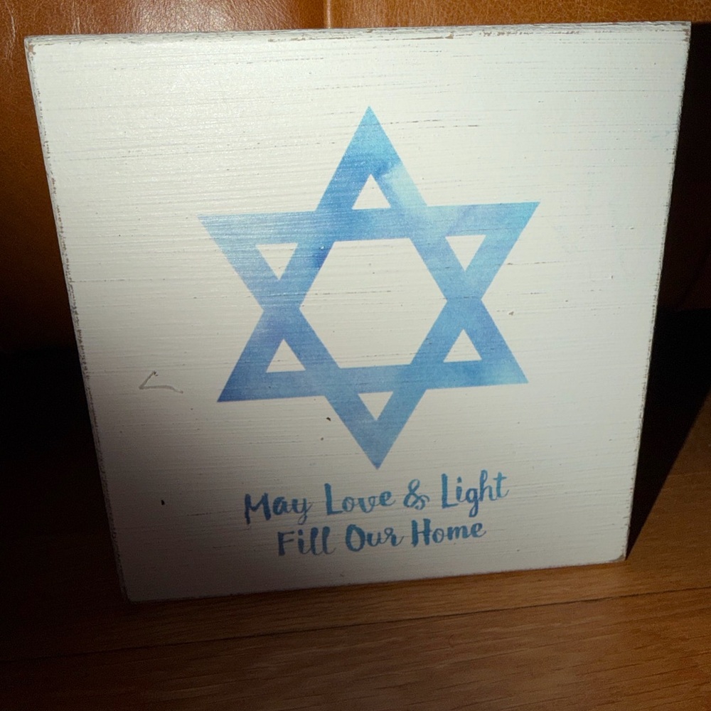 🌟 Small Rustic "Love & Light" Star of David Block Sign 💙